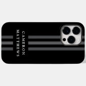 エレガント線モダンモノグラムの黒 Case-Mate iPhoneケース (裏面 (横))