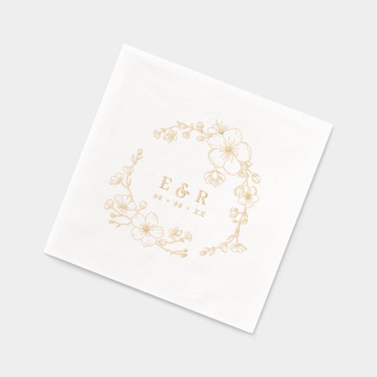 エレガント線描はモノグラム結婚の 箔ナプキン (左)