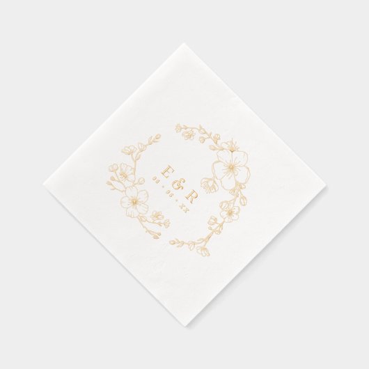 エレガント線描はモノグラム結婚の 箔ナプキン (右)