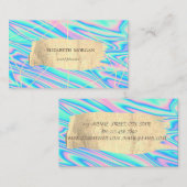 エレガント線金ゴールドブラシストロークモダンホログラフィック 名刺 (正面/裏面)