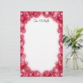 エレガント縁どきらめく赤いハート 便箋 (スタンド正面)