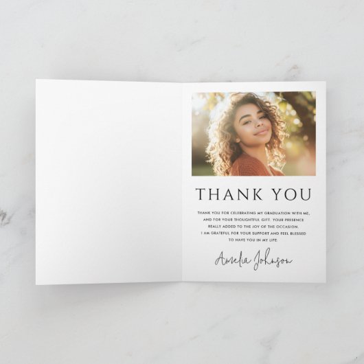 エレガント縁どクラシック卒業写真 サンキューカード (内部)
