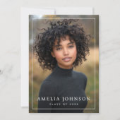 エレガント縁どクラシック卒業写真 サンキューカード (正面)