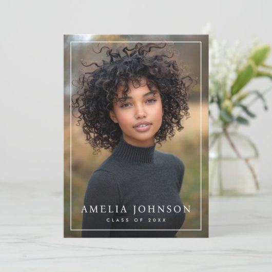 エレガント縁どクラシック卒業写真 サンキューカード (スタンド正面)