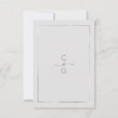 エレガント縁どシンプルグレイ銀ジオ結婚ズ 出欠カード (裏面)