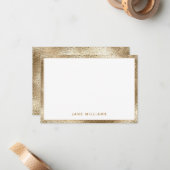 エレガント縁どフェイクきらめくパーソナライズされた名 ノートカード (正面/裏面インサイチュ)