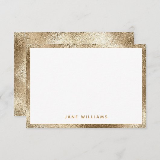 エレガント縁どフェイクきらめくパーソナライズされた名 ノートカード (正面/裏面)