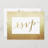 エレガント縁どフェイク金フォイル結婚式RSVP インビテーションポストカード (正面/裏面)