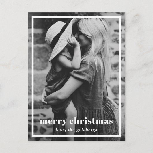 エレガント縁ど写真モダンChristmas シーズンポストカード (正面)