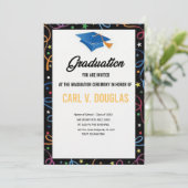 エレガント縁ど卒業招待状カード サンキューカード (スタンド正面)