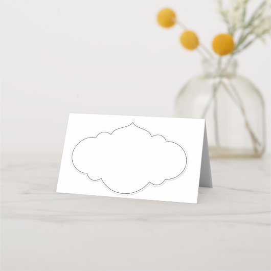 エレガント縁ど白黒テー空白のブルゲスト プレイスカード (正面)