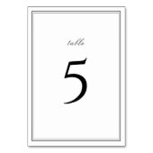 エレガント縁ど白黒ミニマ結婚リスト テーブルナンバー (裏面)