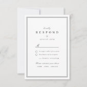 エレガント縁ど白黒ミニマ結婚リスト 出欠カード (正面)