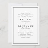 エレガント縁ど白黒ミニマ結婚リスト 招待状 (正面)