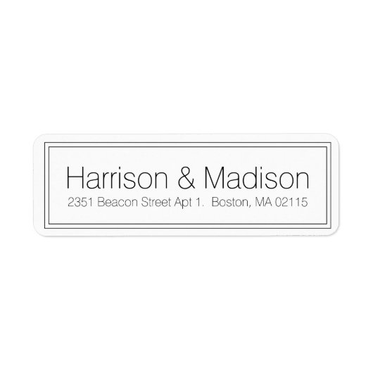 エレガント縁ど白黒結婚差出人住所 ラベル (正面)