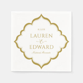 エレガント縁ど結婚カクテルナプキン(金ゴールド) スタンダードカクテルナプキン