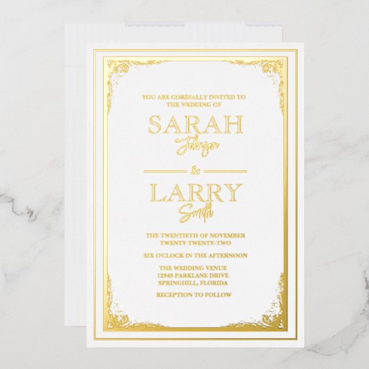 エレガント縁ど結婚伝統的s 箔招待状 (封筒)