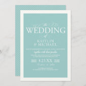 エレガント縁ど結婚式招待状 – 光ターコイズ) 招待状 (正面/裏面)