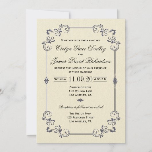 エレガント縁ど結婚式招待状 招待状 (正面)