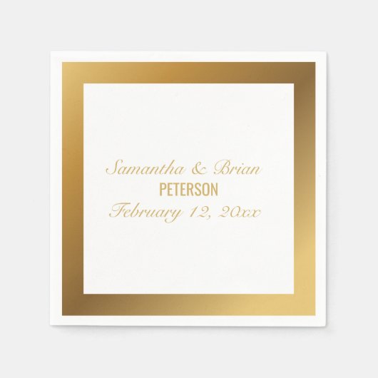 エレガント縁ど結婚金ゴールド スタンダードカクテルナプキン (正面)