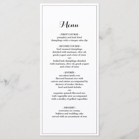 エレガント縁ど結婚MinimalistのDinner Menu メニュー (正面)