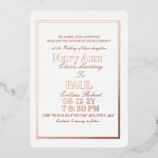 エレガント縁ど金ゴールド 箔招待状 (正面)