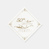 エレガント縁ど金周年夫婦 スタンダードカクテルナプキン (角)