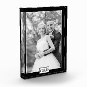 エレガント縁ど黒とイニシャル結婚の フォトブロック (左)