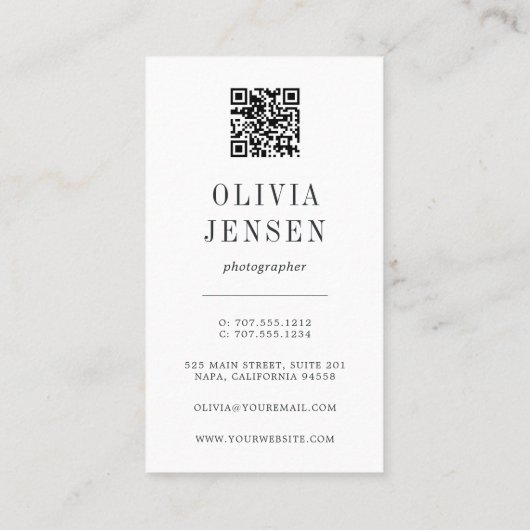 エレガント縁ど |フォトフォトフォトグラファーQRコード3つ 名刺 (裏面)