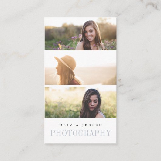 エレガント縁ど |フォトフォトフォトグラファーQRコード3つ 名刺 (正面)