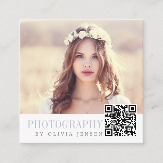 エレガント縁ど |写真家のQRコード スクエア名刺 (正面)