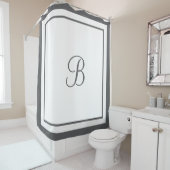 エレガント縁どCharcoue Script Monogram Letter シャワーカーテン (インサイチュ)