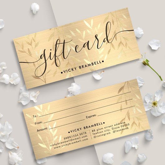 エレガント繊細な金ゴールド葉のギフト証書