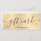 エレガント繊細な金ゴールド葉のギフト証書 (正面)