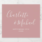 エレガント署名スクリプトほこりっぽいバラ結婚の ビールラベル (シングルラベル)