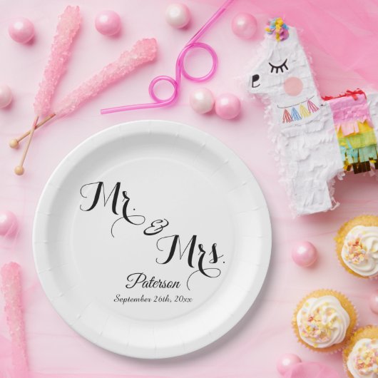 エレガント署名スクリプトモノグラム ペーパープレート (パーティー)