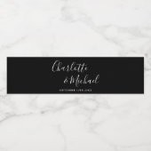 エレガント署名スクリプト黒と白結婚の ペットボトルラベル (シングルラベル)