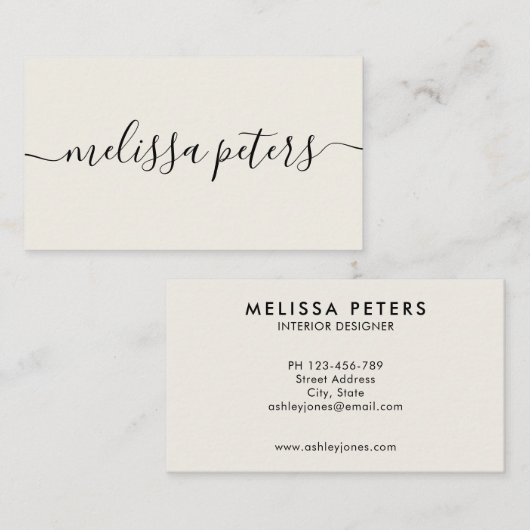 エレガント署名スクリプモダント 名刺 (正面/裏面)