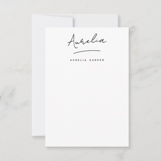 エレガント署名パーソナライズされた文シンプル具 ノートカード (正面)