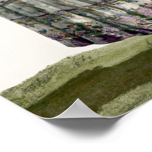 エレガント美しいアンティークフランスのファッションスケッチ ポスター (角)