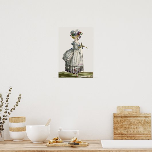 エレガント美しいアンティークフランスのファッションスケッチ ポスター (キッチン)