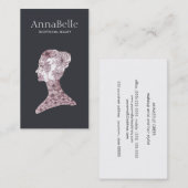エレガント美しいガールの顔ハンドドローフローラサロン 名刺 (正面/裏面)