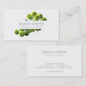 エレガント美しいグリーンフローラモチーフ美容師 名刺 (正面/裏面)