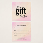 エレガント美しいサロンギフト証明書カード – シンプル (正面&裏面)
