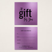 エレガント美しいサロンギフト証明書カード – シンプル (正面&裏面)