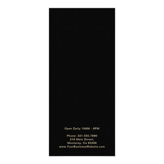 エレガント美しいサロンブラックリストと金ゴールド価格表 ラックカード (裏面)