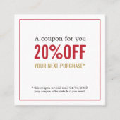 エレガント美しいシンプルレッドゴールデンホワイトホリデー 割引カード (正面)