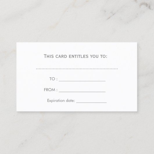 エレガント美しいセラピーサロンギフト券 割引カード (裏面)