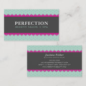 エレガント美しいパタかわいらしーン・ピンク・グレー・ミント 名刺 (正面/裏面)