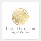 エレガント美しいマンダラロゴフェイク金ゴールド スクエアシール (正面)